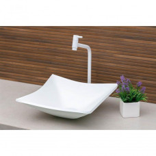 Cuba Para Banheiro De Vidro Quadrada Rt 34cm Branco Matte