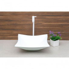 Cuba Para Banheiro De Vidro Quadrada Rt 34cm Branco Matte