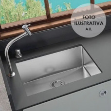 Pia Cuba De Inox Para Cozinha 60x40 Gourmet Luxo Quadrada