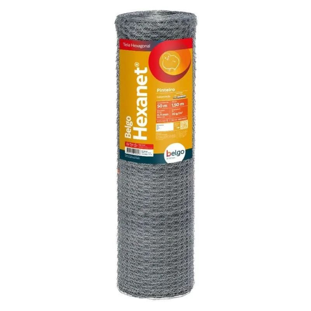 Tela Belgo Hexanet 1X22 - 1,50X50M - Pinteiro
