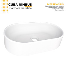 Cuba De Apoio Para Banheiro em Mármore Sintético Nimbus Branco - Cozimax